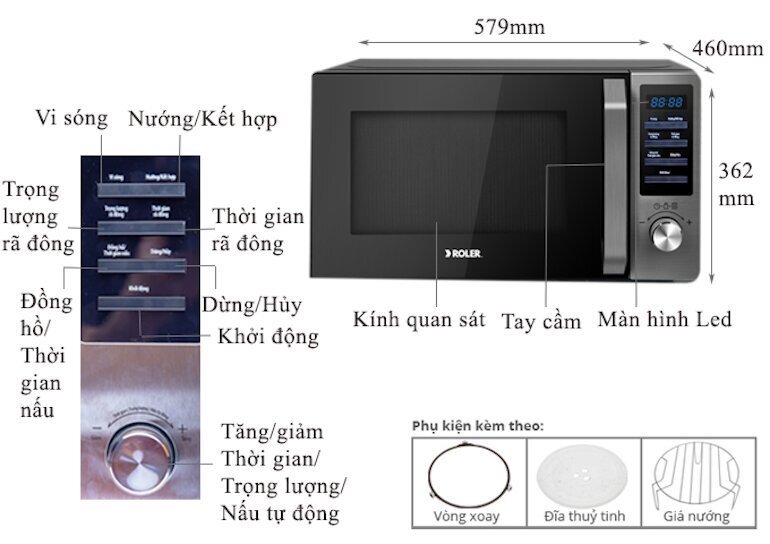 Lò vi sóng điện tử có nướng 28L Roler RM-3239A - Đánh giá chân thật nhất