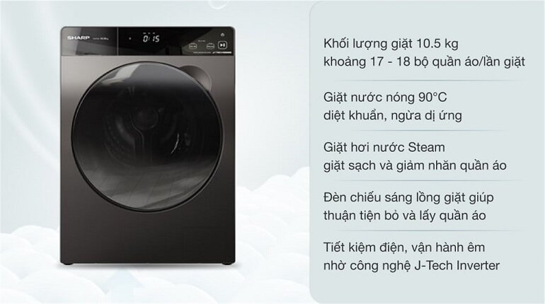 So sánh máy giặt cửa ngang Sharp ES-FK1054PV-S và Samsung WW13T504DAW/SV trong tầm giá 12 triệu