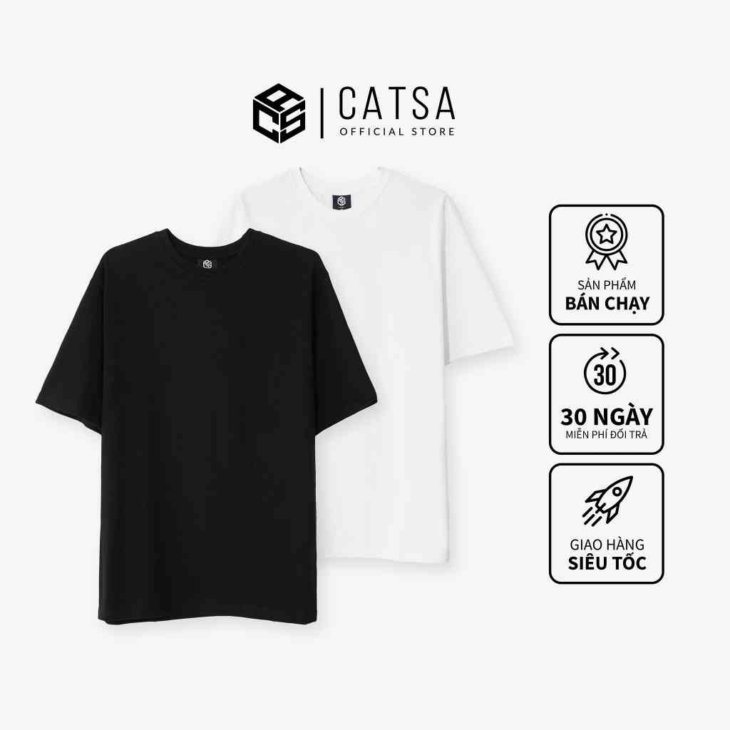 [Mã BMLT30 giảm đến 30K đơn 299K] Áo thun cổ tròn CATSA Tshirt trơn, co giản, thấm hút mồ hôi ATN302 - ATN301