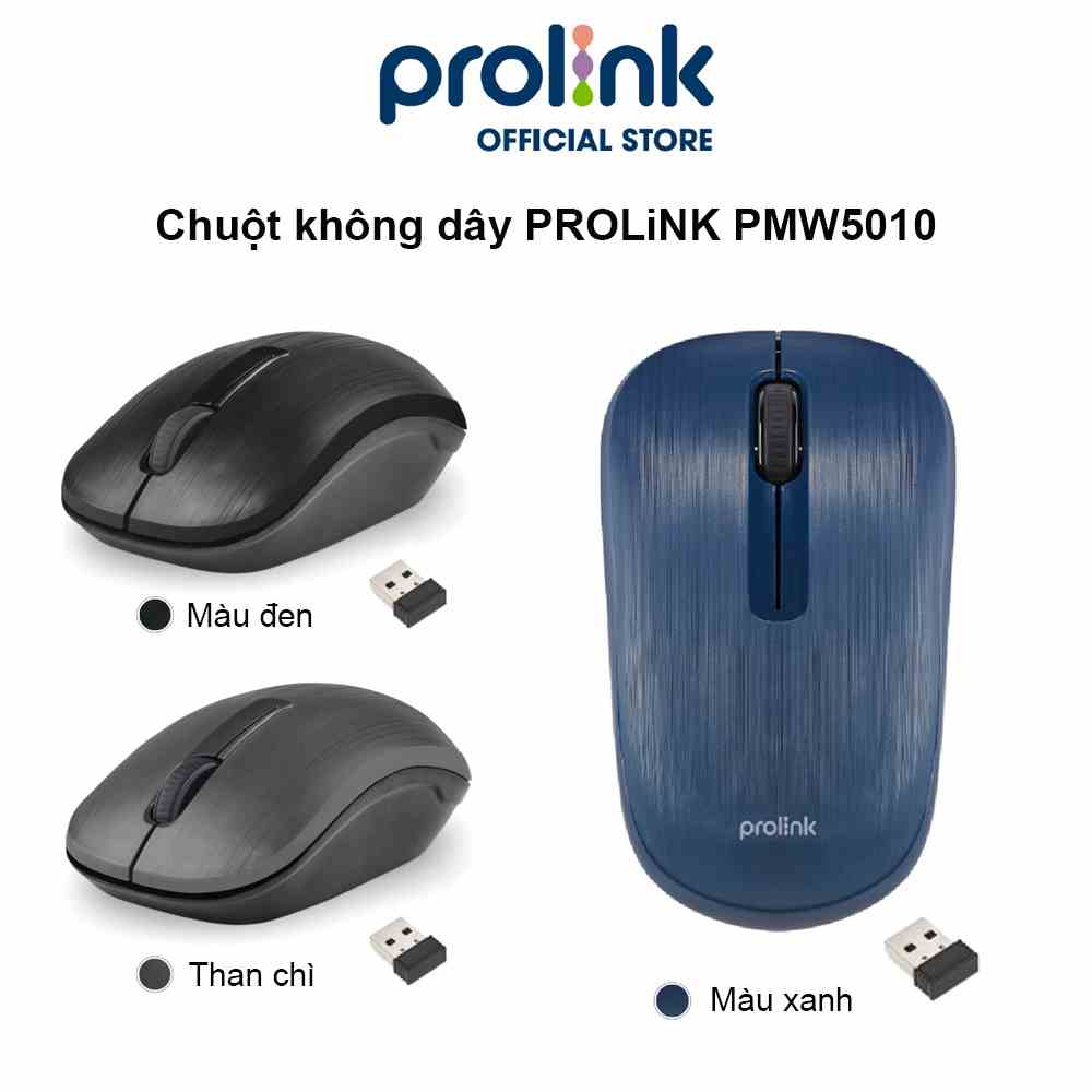 Chuột không dây PROLiNK PMW5010 kết nối tốc độ cao, tiết kiệm pin dùng cho PC, Macbook, Laptop