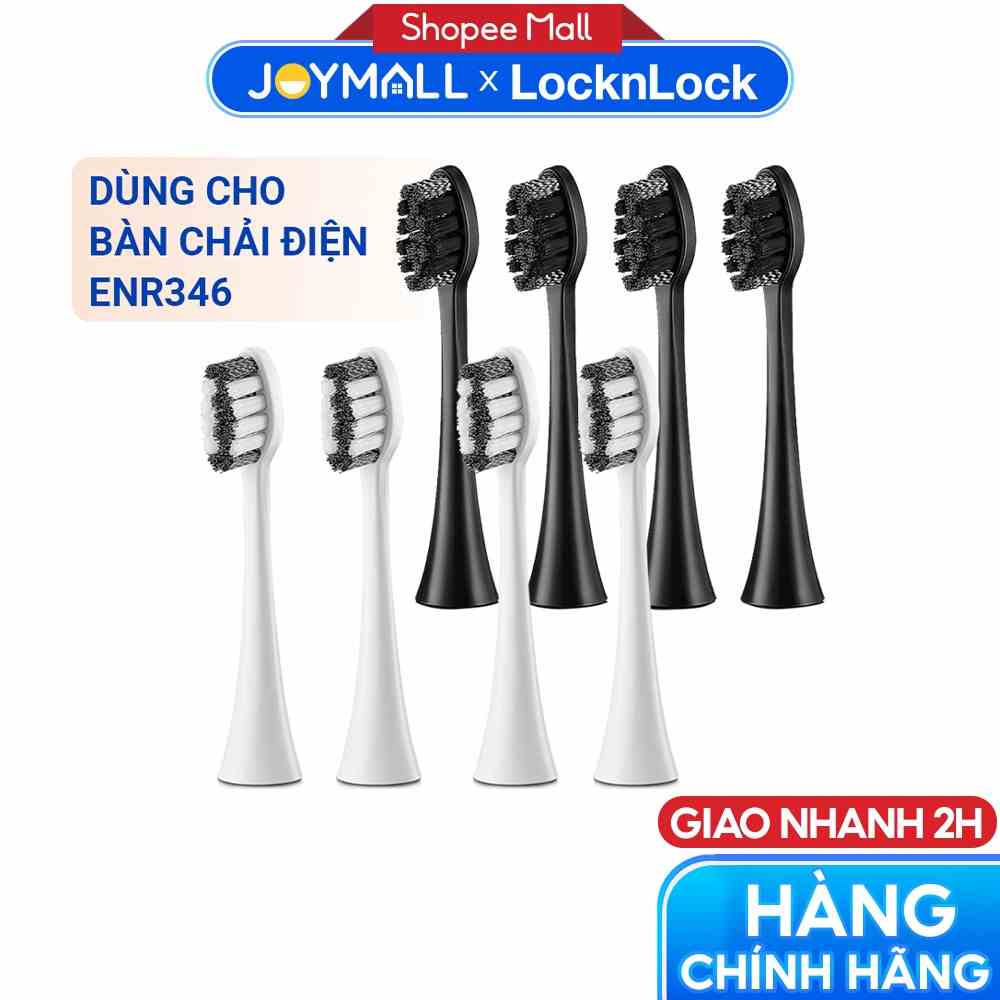 Bộ 4 đầu thay thế cho bàn chải điện Lock&Lock ENR346 - Hàng chính hãng mã ENR546 màu trắng và màu đen - JoyMall