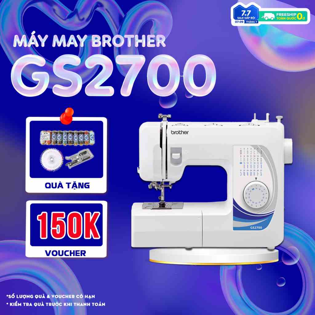 Máy May Gia Đình Brother GS2700 Hàng chính hãng xỏ chỉ tự động, Bảo hành 12 tháng