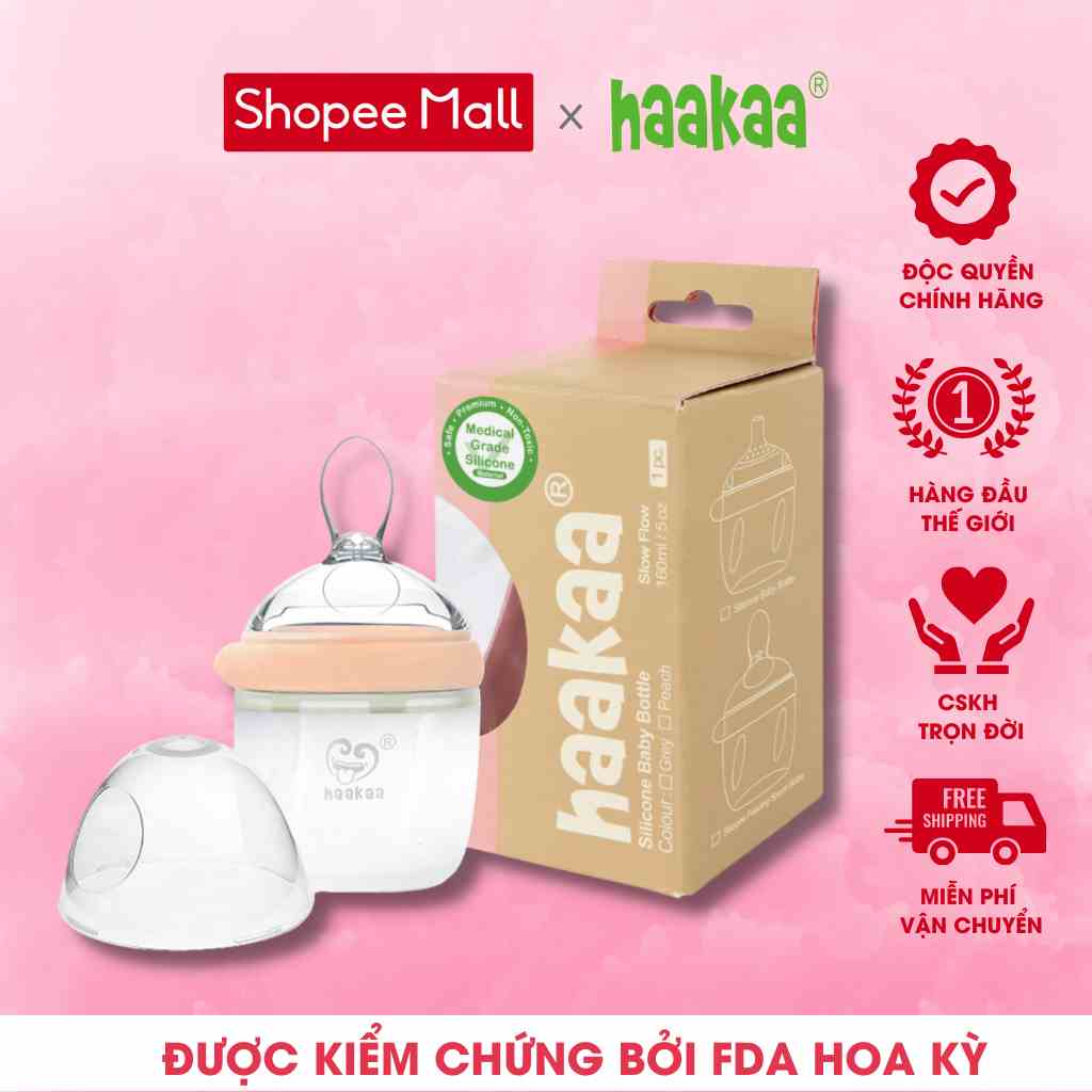 Bình thìa ăn dặm Gen.3 160ml Haakaa. Chất liệu silicone cao cấp, an toàn. Không chứa BPA, PVC và phthalate