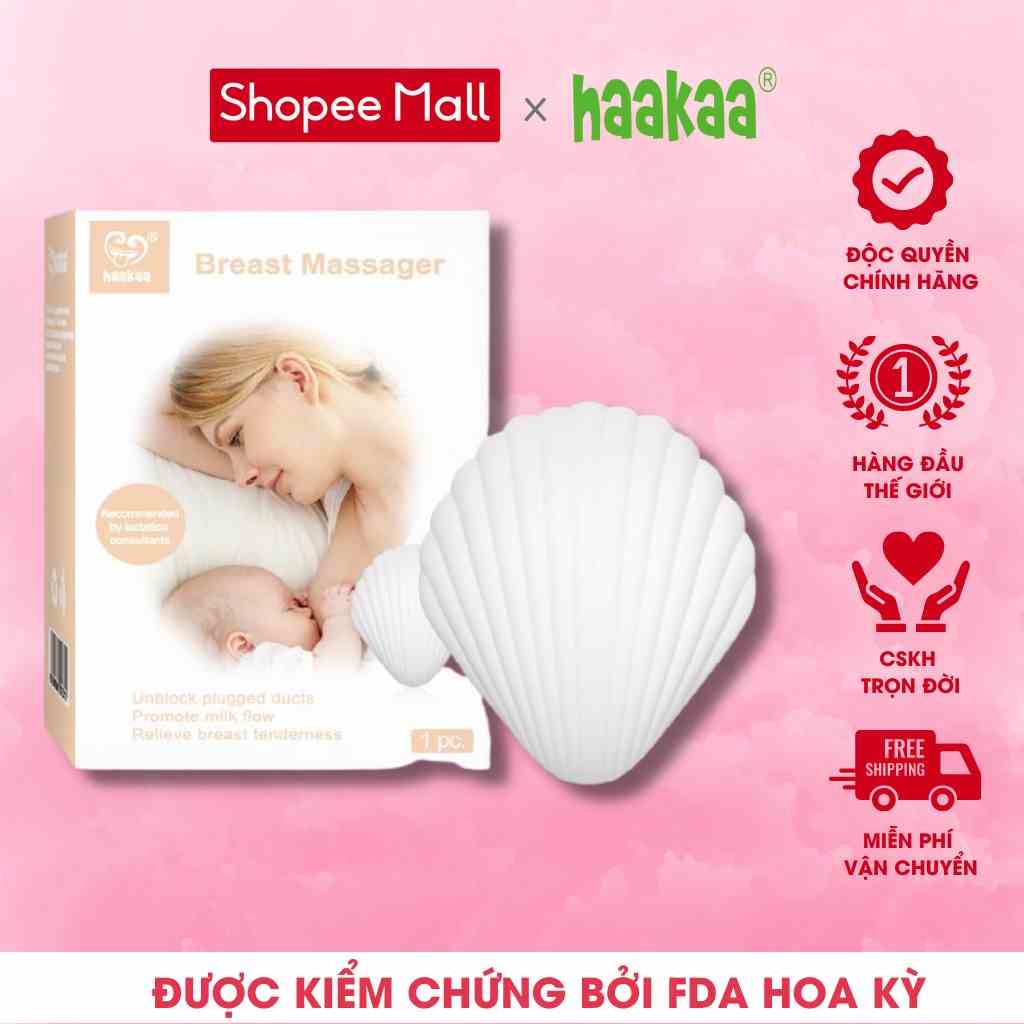 Máy thông tắc tia sữa hình vỏ sò Haakaa. Massage ngực, thông tắc tia sữa tại nhà, dễ dàng, hiệu quả, nhanh chóng