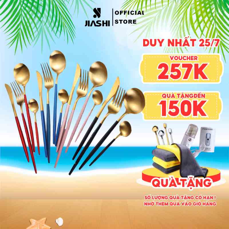 Muỗng dao dĩa thìa cafe Jiashi cá nhân, gia đình, văn phòng Inox 304 full màu MDD01