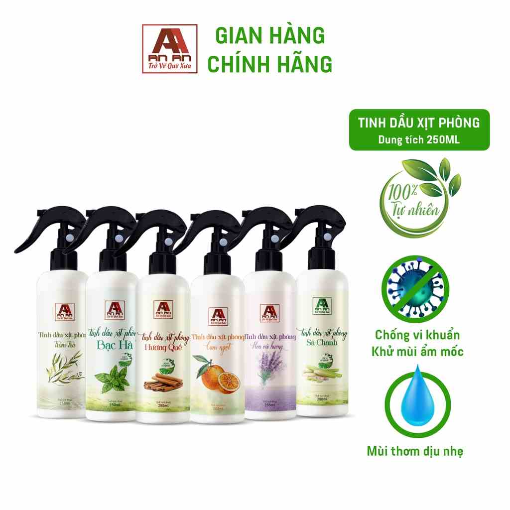 Xịt Thơm Phòng An An Tinh Dầu Giúp Khử Mùi Nấm Mốc Đuổi Muỗi 250ml