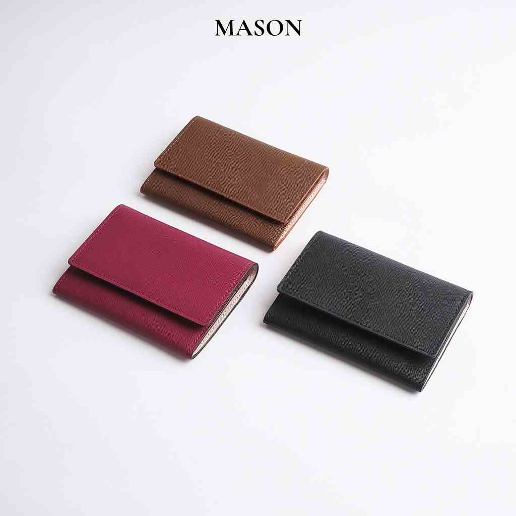 Ví nữ mini nhỏ gọn đựng thẻ card holder Lisa da Saffiano nhập khẩu thương hiệu MASON - M15