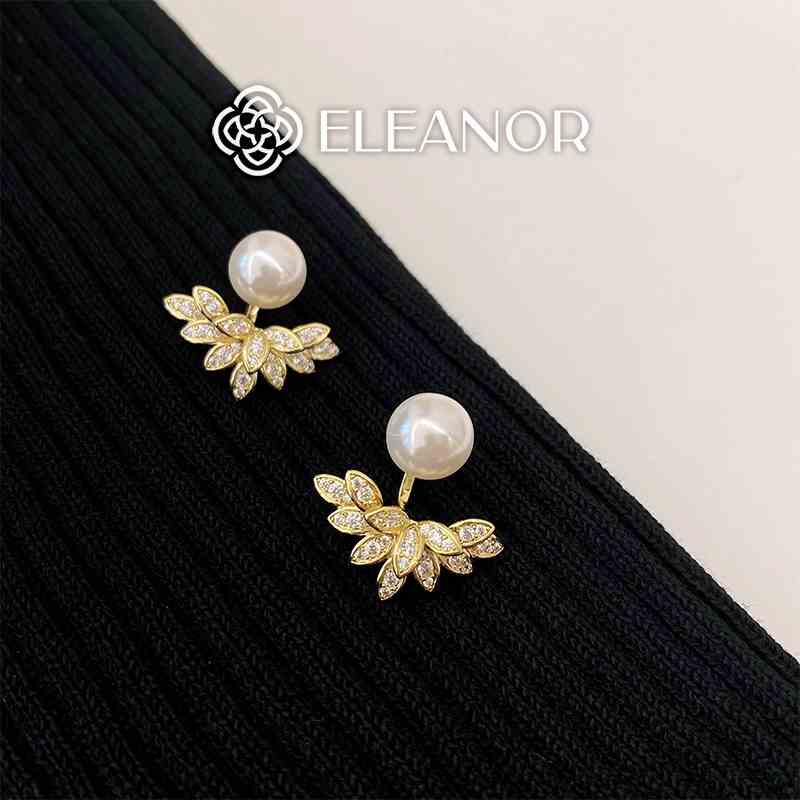 Bông tai nữ chuôi bạc 925 Eleanor Accessories ngọc trai nhân tạo hình đôi cánh phụ kiện trang sức 4976