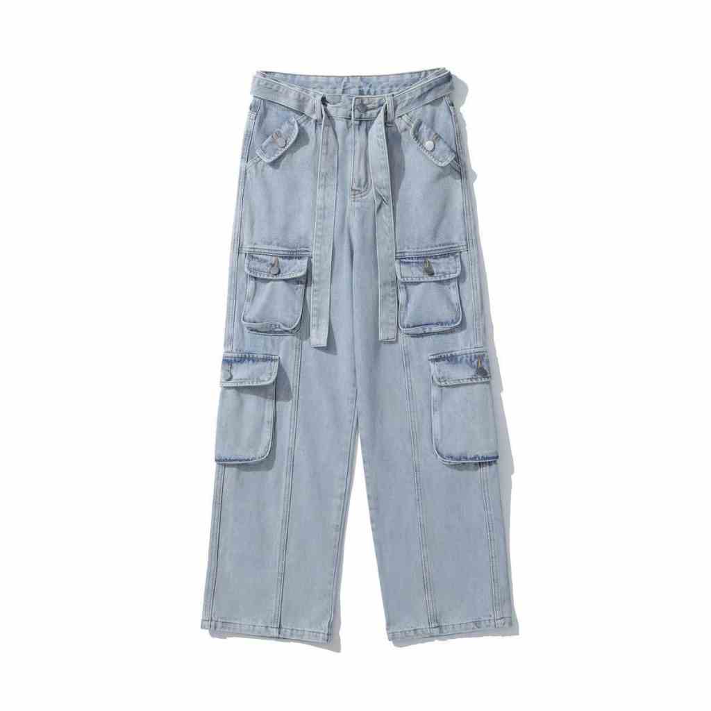 Quần baggy Unisex  LB jean cotton dày dặn, túi hộp, ống rộng dáng suông, BGSH7