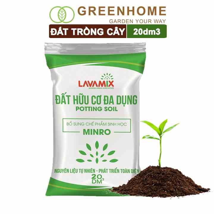 Đất trồng cây lavamix Greenhome, bao 20dm3 (9-10kg), trồng rau, hoa, kiểng, tiện lợi, dễ sử dụng