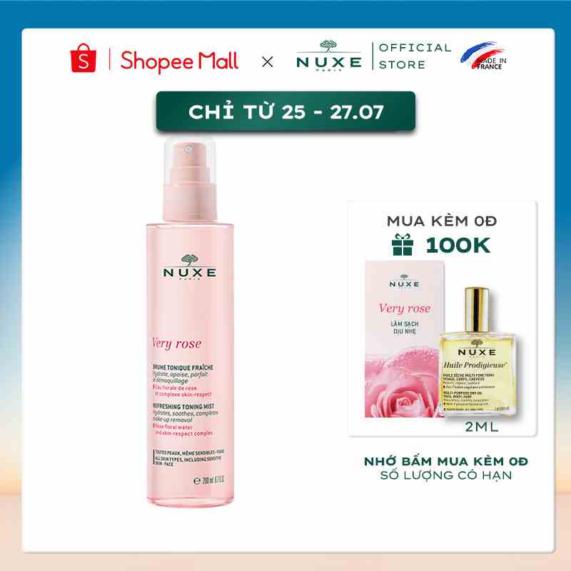 Xịt khoáng dưỡng ẩm Nuxe Very Rose 200ml