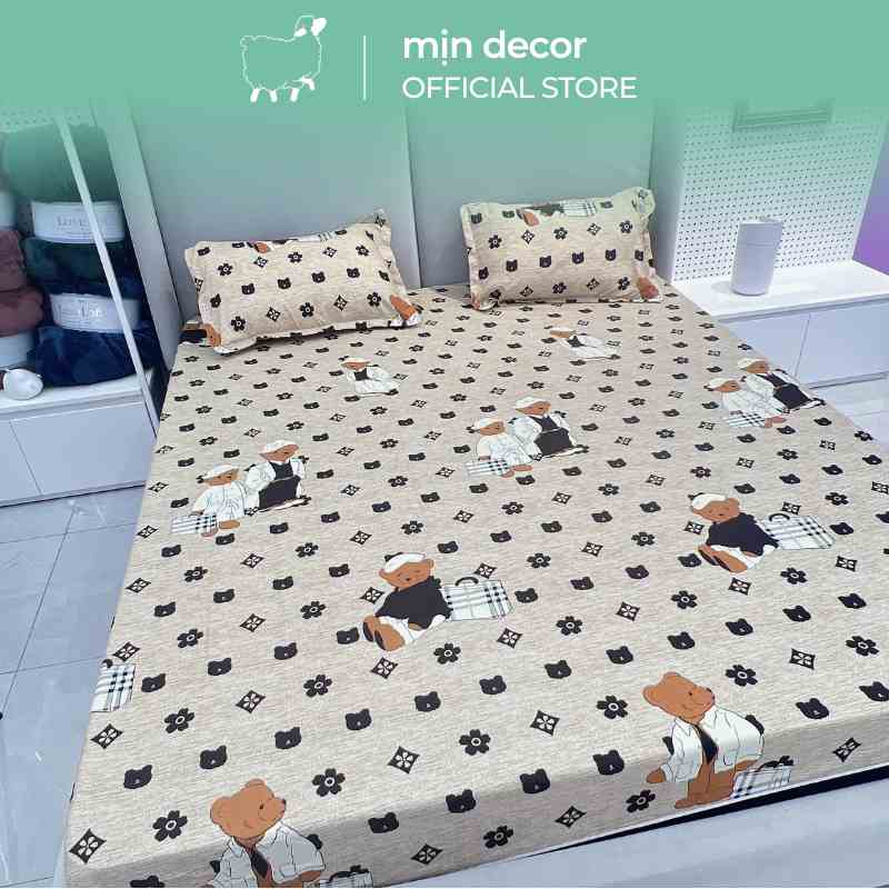 [Mã BMLTA35 giảm đến 35K đơn 99K] Ga giường và 2 vỏ gối nằm cotton 3D MỊN DECOR mềm mại thoáng mát