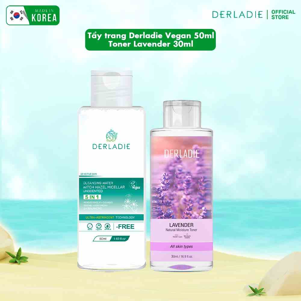 Bộ Sản Phẩm Nước tẩy trang Vegan Derladie 50ml, Toner Derladie Lavender 30ml