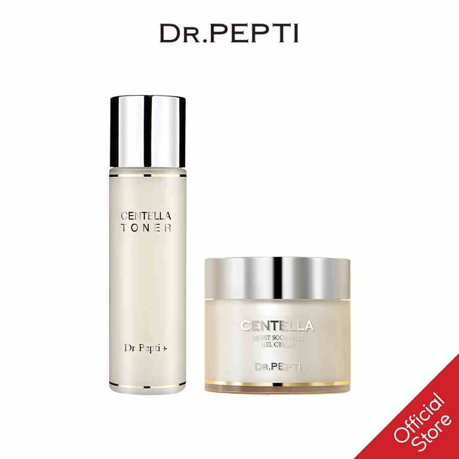 [Combo]Nước Hoa Hồng Dr.Pepti Centella Toner & Kem Dưỡng Ẩm Chiết Xuất Rau Má Dr.Pepti Centella Moist Soothing Gel Cream