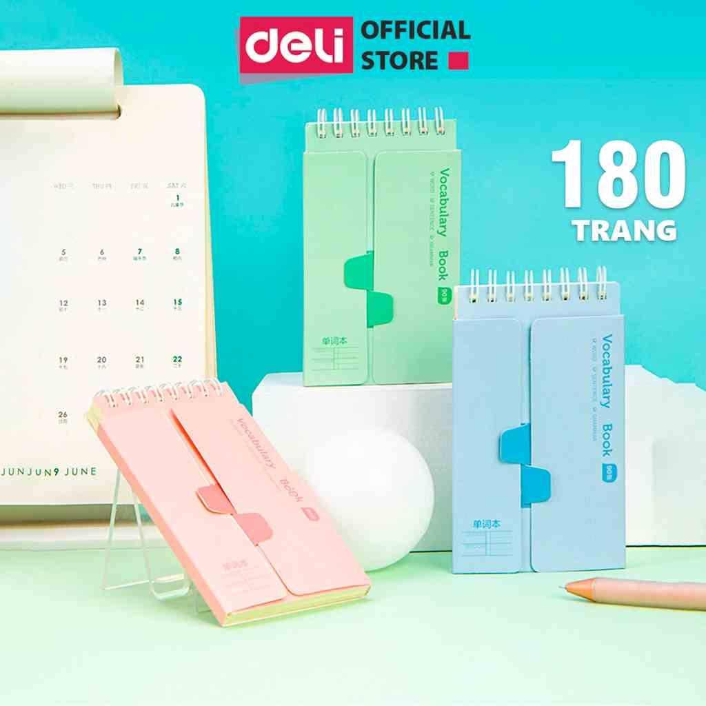 Sổ Tay Ghi Chép Học Từ Vựng Mini 180 Trang Ngoại Ngữ Tiếng Anh Deli Flash Card Ghi Chú Nhỏ Nhắn Tiện Lợi Xinh Xắn