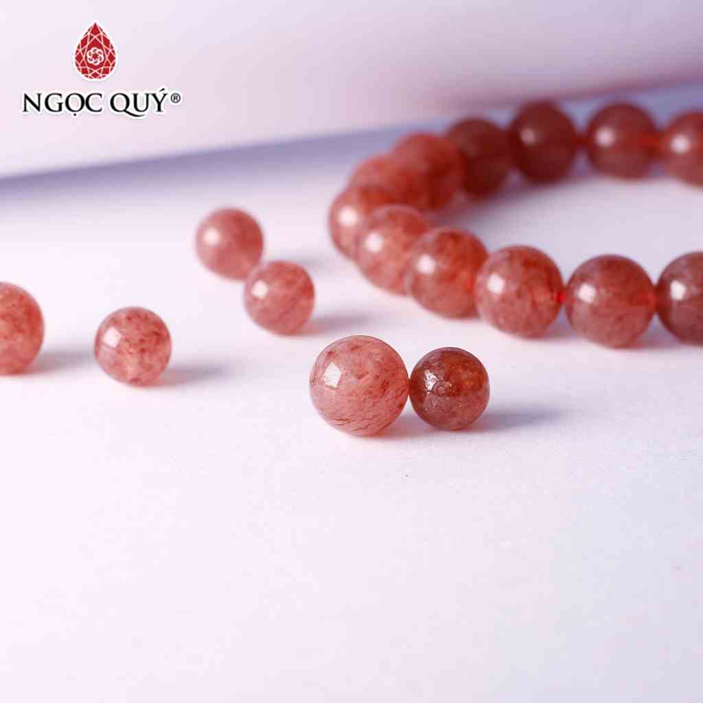 Hạt lẻ đá Strawberry Quartz đỏ đậm loại A - Ngọc Quý