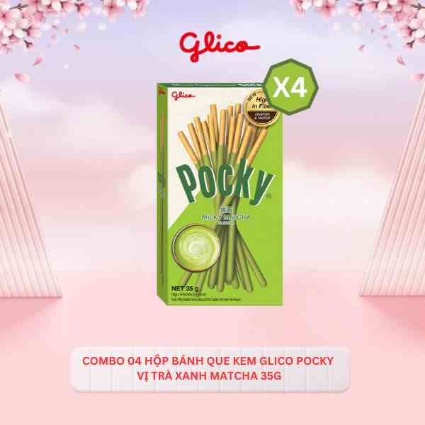 [Mã BMLTB35 giảm đến 35K đơn 99K] Combo 4 Hộp Bánh que Glico Pocky vị trà xanh Matcha 35G