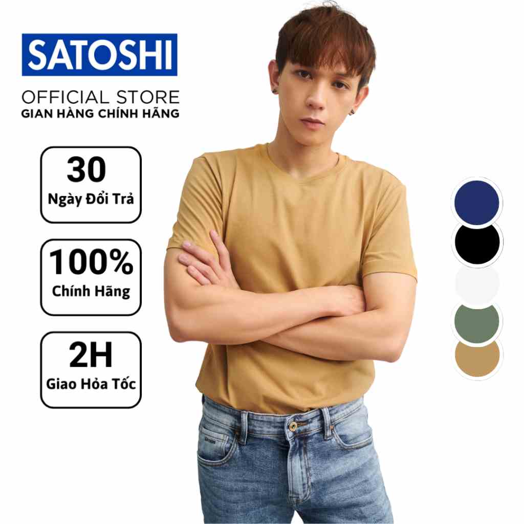 Áo thun nam trơn Satoshi SATS85 vải cotton 4 chiều co giãn dày dặn,regular fit, trẻ trung nhiều màu