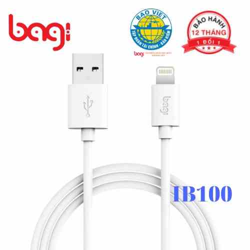 [BAGI] Dây cáp sạc iPhone/ iPad IB100 1m- chính hãng BH 1 năm - iphone 5, 5s, 6, 6s 7, 7 Plus, 8, 8 Plus X 12 pro 11 pr