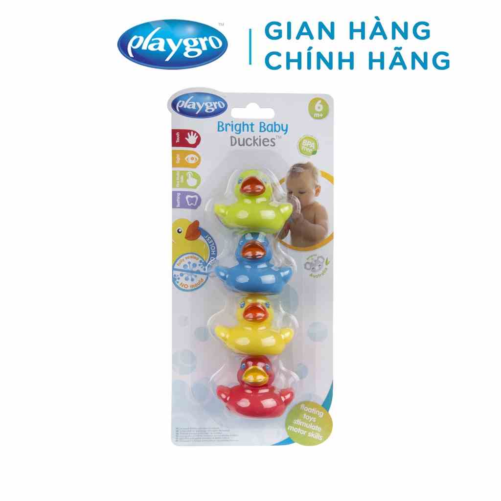 [Mã BMLTB200 giảm đến 100K đơn 499K] Đồ chơi tắm đàn vịt con rực rỡ Duckie Playgro, cho bé từ 6 tháng