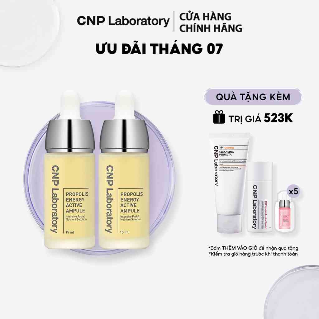 [Mã COSCNBE6 giảm 10% đơn 500K] Combo 2 Tinh chất keo ong tái tạo phục hồi da CNP Laboratory Propolis Energy Ampule