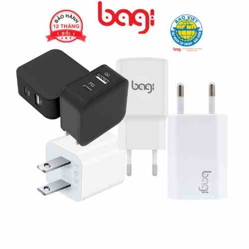 Củ sạc nhanh Bagi Apple 5V-1A, 5V-2A, PD Type-C 18W - Bảo hành chính hãng 1 ĐỔI 1 12 tháng