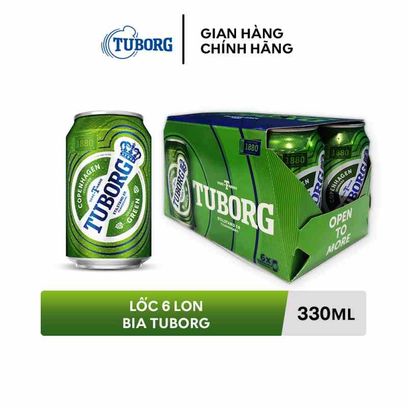 Lốc 6 lon bia Tuborg 330ml/lon