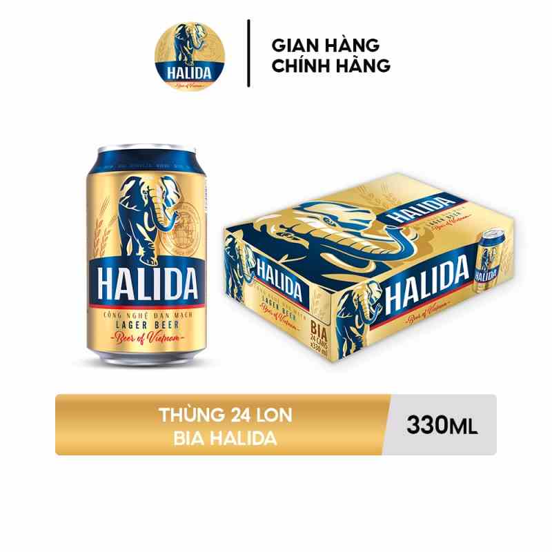 Thùng 24 lon bia Halida 330ml (24x330ml)