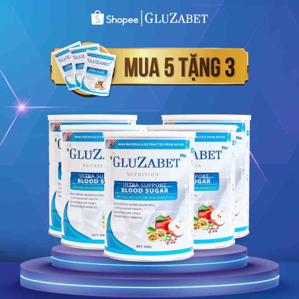 COMBO MUA 5 TẶNG 3. Sữa Hạt Gluzabet 800G - Giúp Ổn Đinh Đường Huyết, Ngăn Ngừa Biến Chứng, Giảm Tiểu Đêm, Mất Ngủ