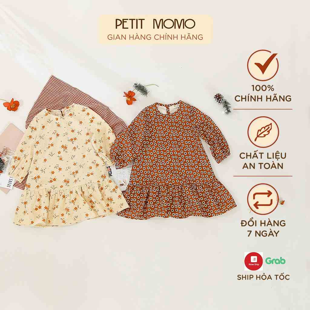 [Mã BMLT35 giảm đến 35K đơn 99K] Váy Dài Tay Cho Bé Gái 1 6 Tuổi PETIT MOMO Chất Vải Nhung Mềm Mại Họa Tiết Hoa Nhí H077