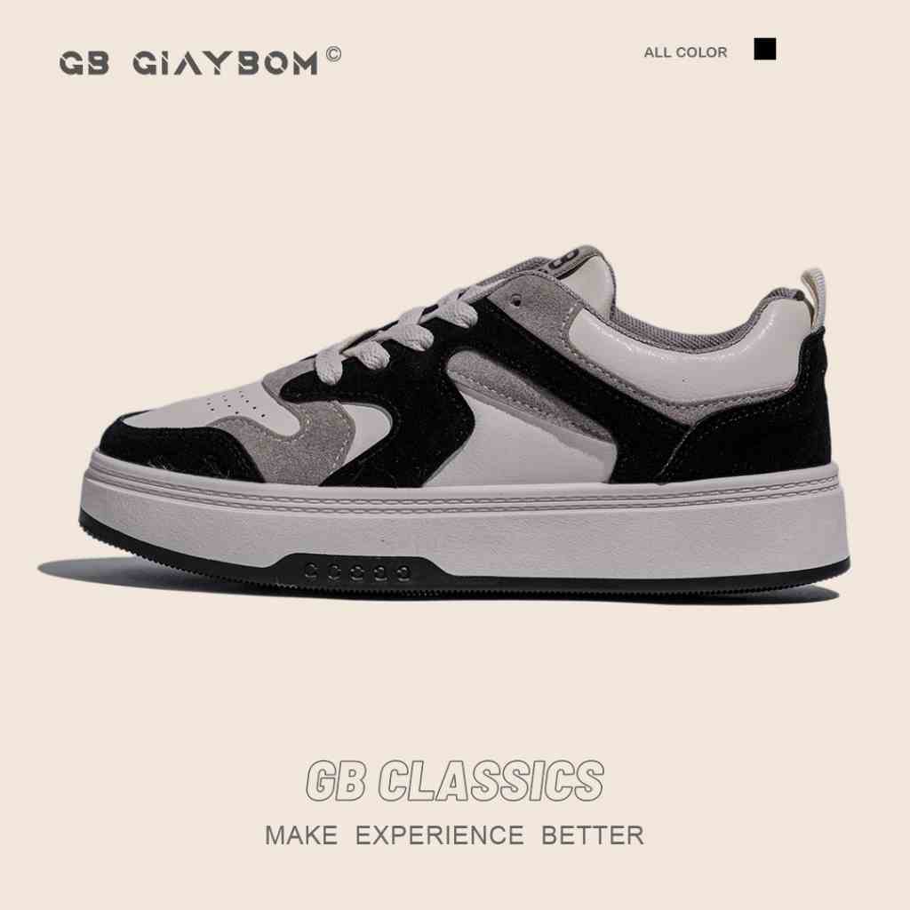 Giày Sneaker Nữ Đế Bằng Da Nỉ Êm Chân Thích Hợp Đi Làm, Học, Chơi Màu Đen Thời Trang giayBOM Classics B1809