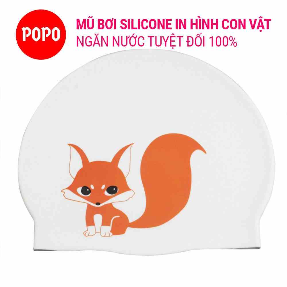 Mũ bơi người lớn silicone in hình chính hãng POPO CA51 cho nam nữ chất liệu an toàn,chống trơn trượt, ngăn nước 100%