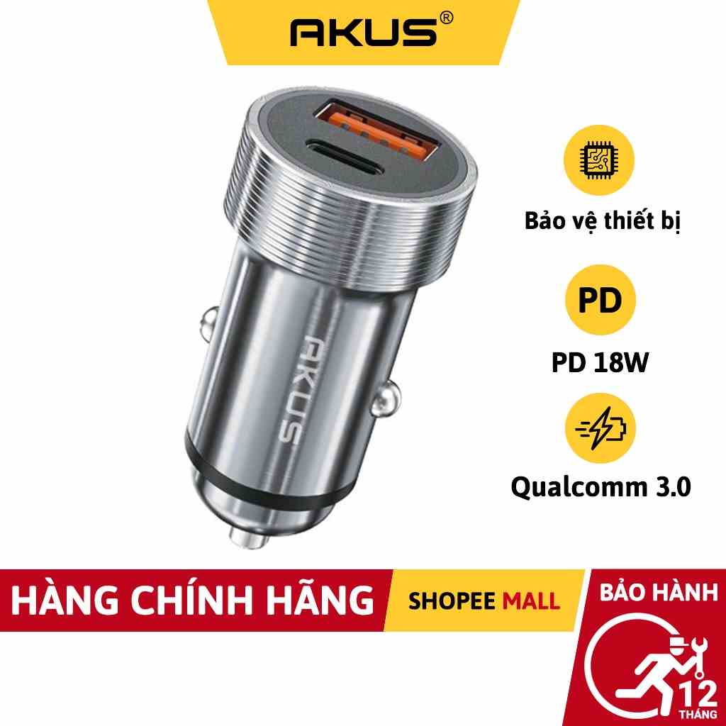 Tẩu sạc nhanh ô tô Akus OT4 Qc 3.0 sạc nhanh PD Cổng Usb Type C - Hàng chính hãng BH 12 tháng - Akus