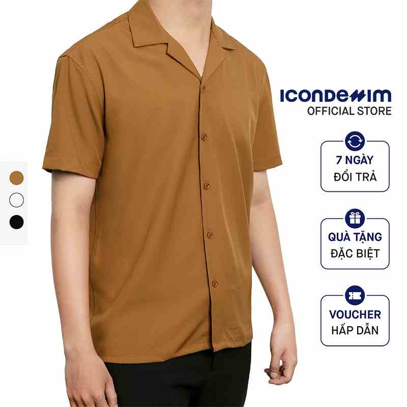 Áo Sơ Mi Nam Tay Ngắn ICON DENIM Form Relaxed Fit Vải Chun Chéo SMID0045