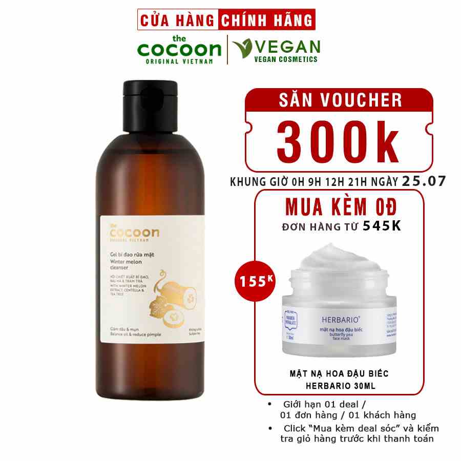 Gel bí đao rửa mặt cocoon 310ml thuần chay