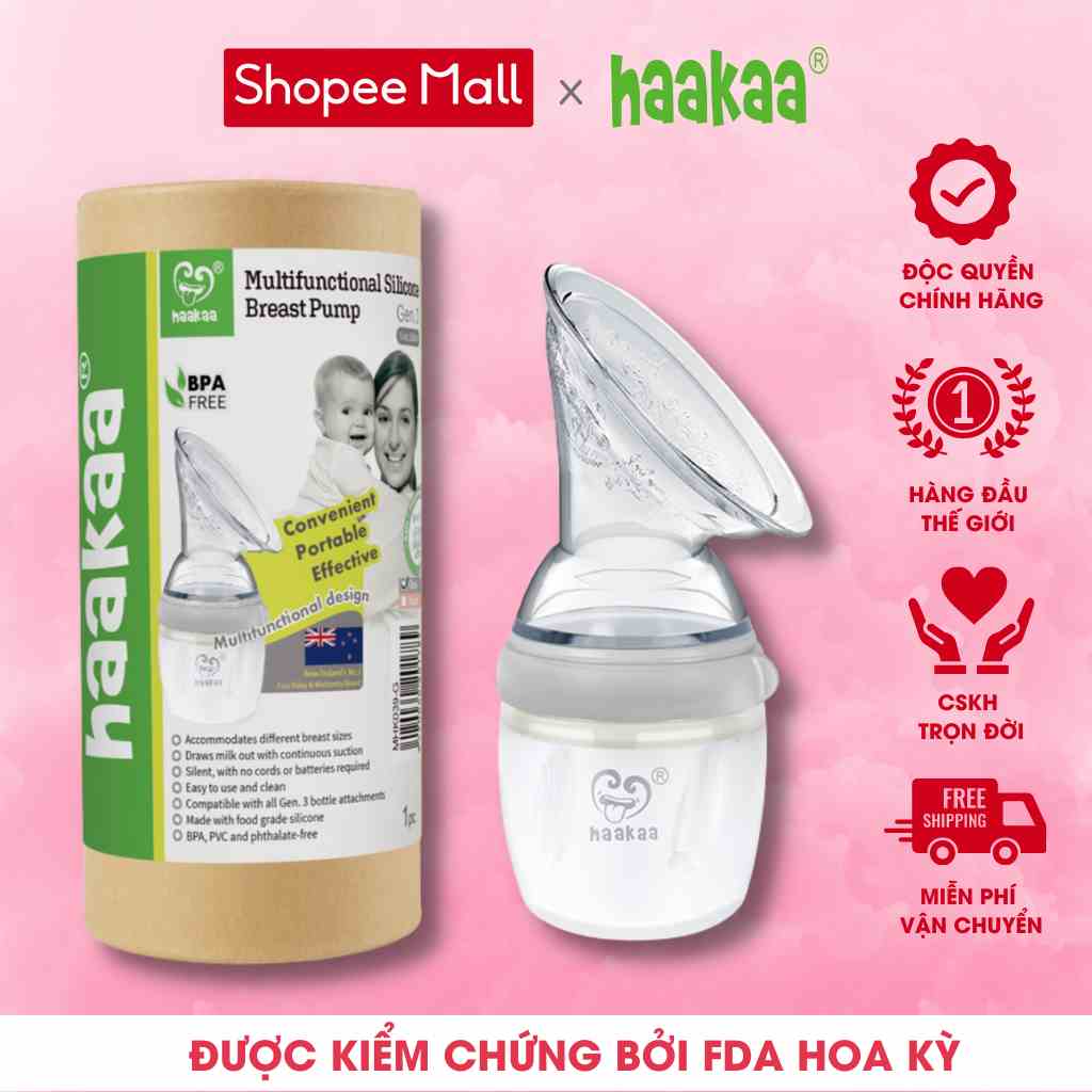 Cốc hứng sữa Gen.3 Haakaa. Dễ dàng chuyển đổi bình sữa, bình thìa, bình uống nước. Chất liệu silicone cao cấp, an toàn