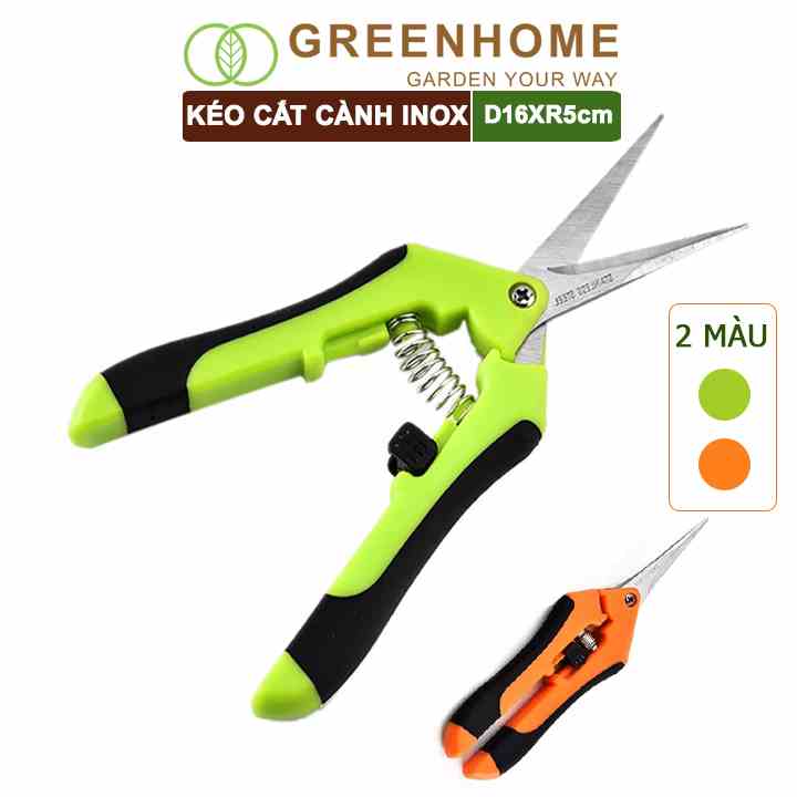 Kéo cắt cành Greenhome, D15,5xR4,5cm, inox, mũi nhọn, siêu bén, không gỉ, có khoá an toàn, nhiều màu lựa chọn