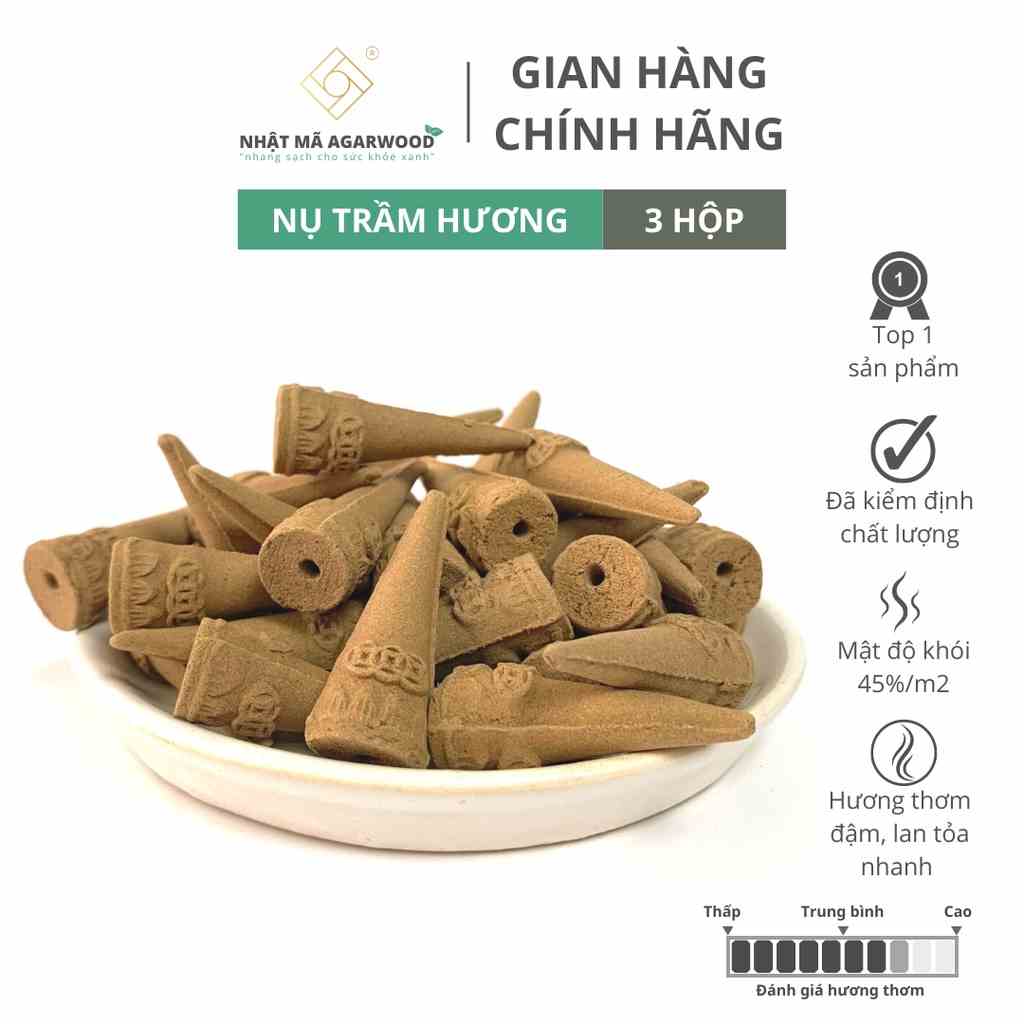 Combo 3 hộp nụ trầm hương, trầm nụ cao cấp - Nhật Mã Agarwood - Loại 1, hộp 70gram ~44 nụ