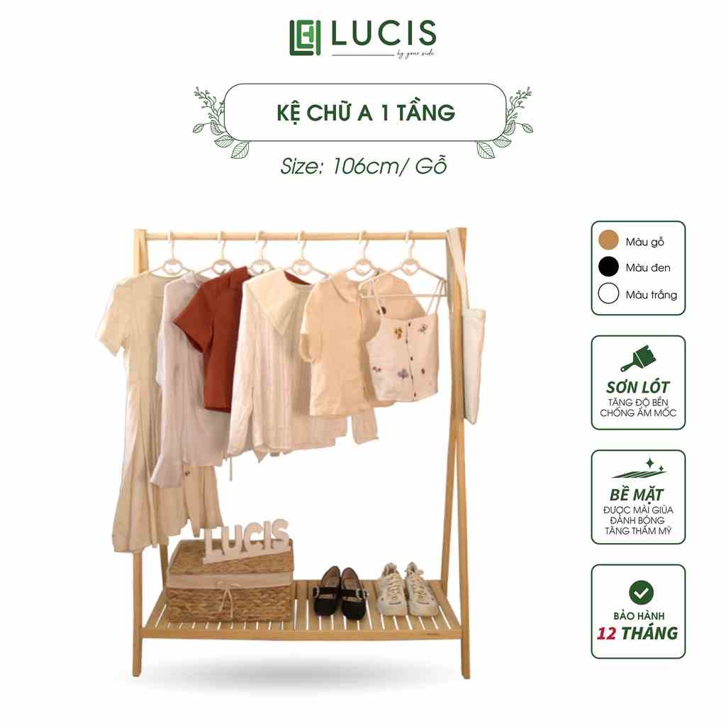 [Mã BMLTB200 giảm đến 100K đơn 499K] Kệ treo quần áo chữ A 1 tầng màu trắng LUCIS size 106cm đa năng phong cách Hàn Quốc