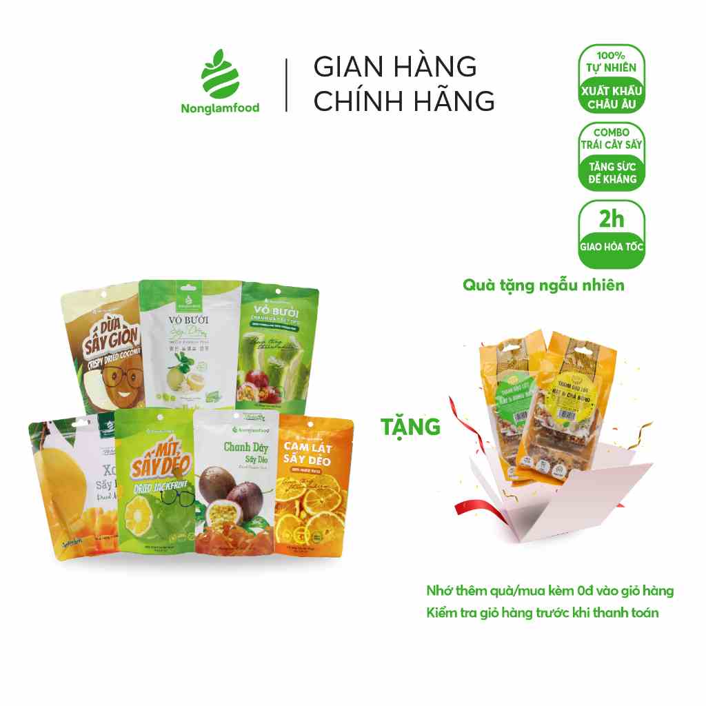 Combo Siêu Khoáng Chất - 7 Trái Cây Sấy Nonglamfood | Ăn vặt tăng cường đề kháng | Chuẩn xuất khẩu Châu Âu