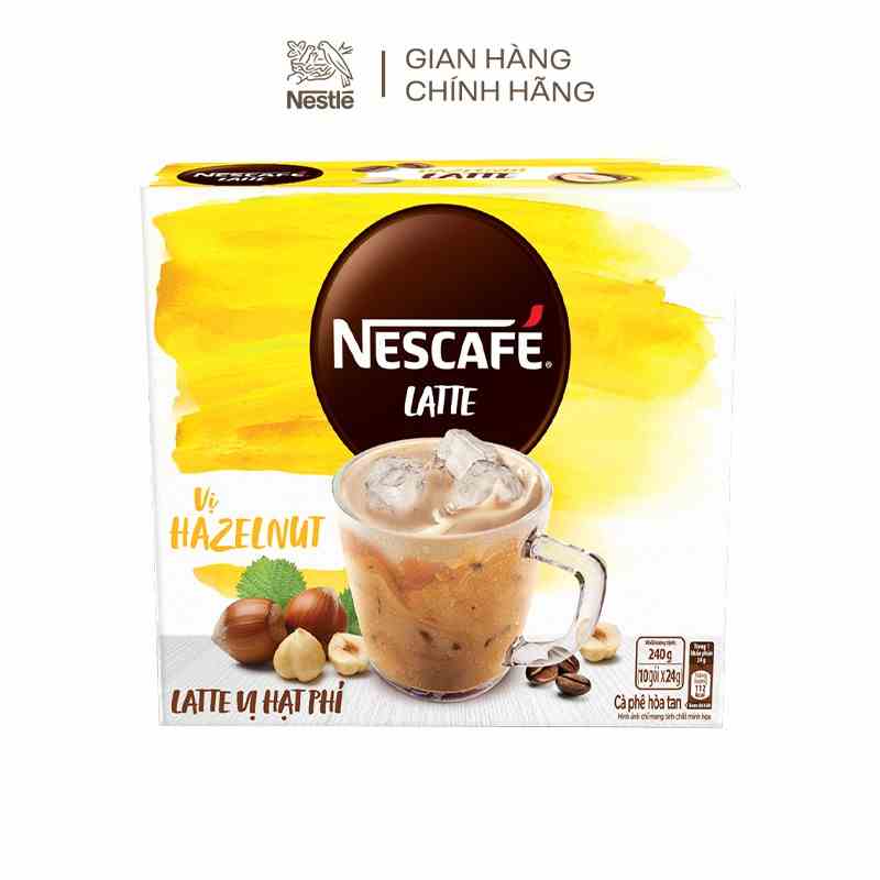 [BAO BÌ MỚI] Cà phê sữa hạt NESCAFÉ Latte Sữa Hạt Vị Hạt Phỉ (Hộp 10 gói x 24g)