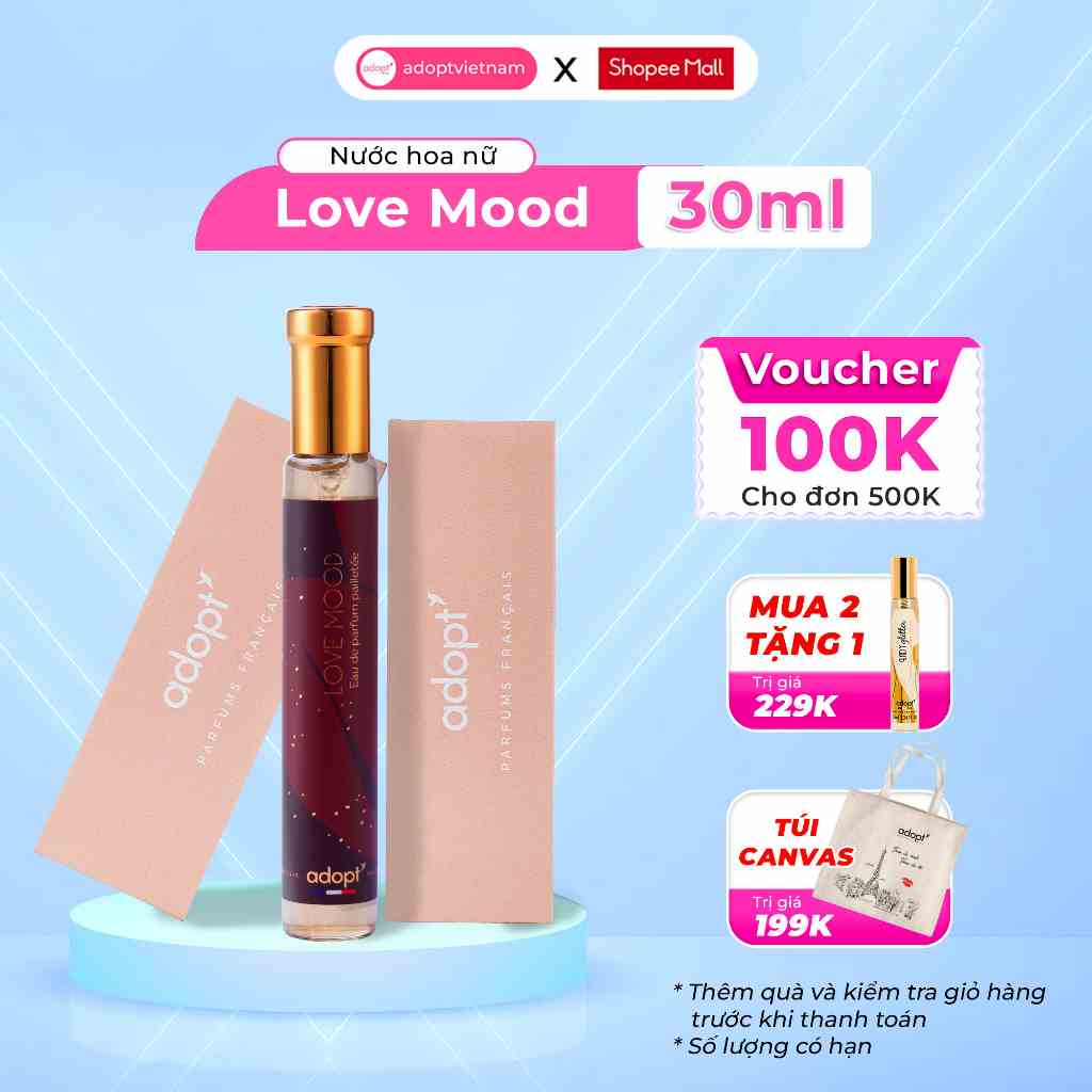 Nước hoa nữ Adopt Love Mood tinh dầu thơm chính hãng Pháp hương thơm ngọt ngào quyến rũ sang trọng tỏa sáng