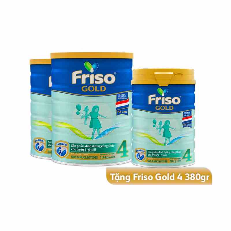 [Tặng 1 Lon Friso Gold 4 380gr] Combo 2 Sữa Bột Friso Gold 4 1400g