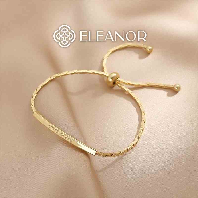 Vòng tay nữ dây rút Eleanor Accessories khắc chữ love dream phụ kiện trang sức 3263