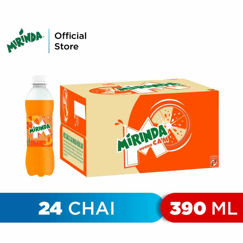 [HỎA TỐC-HCM&ĐN]Thùng 24 Chai Nước Giải Khát Mirinda Cam (390ml/chai)