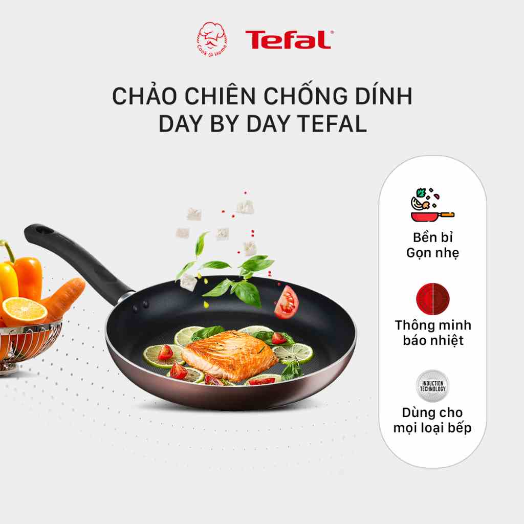 Chảo chống dính Tefal Day By Day dùng cho bếp từ size 24cm, 28cm - Bảo hành 2 năm