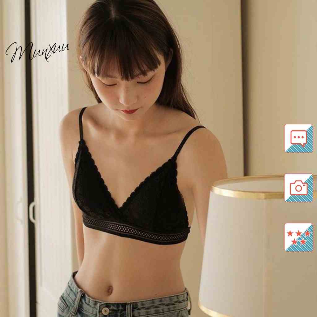 Áo bra nữ ren hoa cúc, đệm mỏng không gọng nâng đẩy ngực thon gọn - MUNXUU BR05