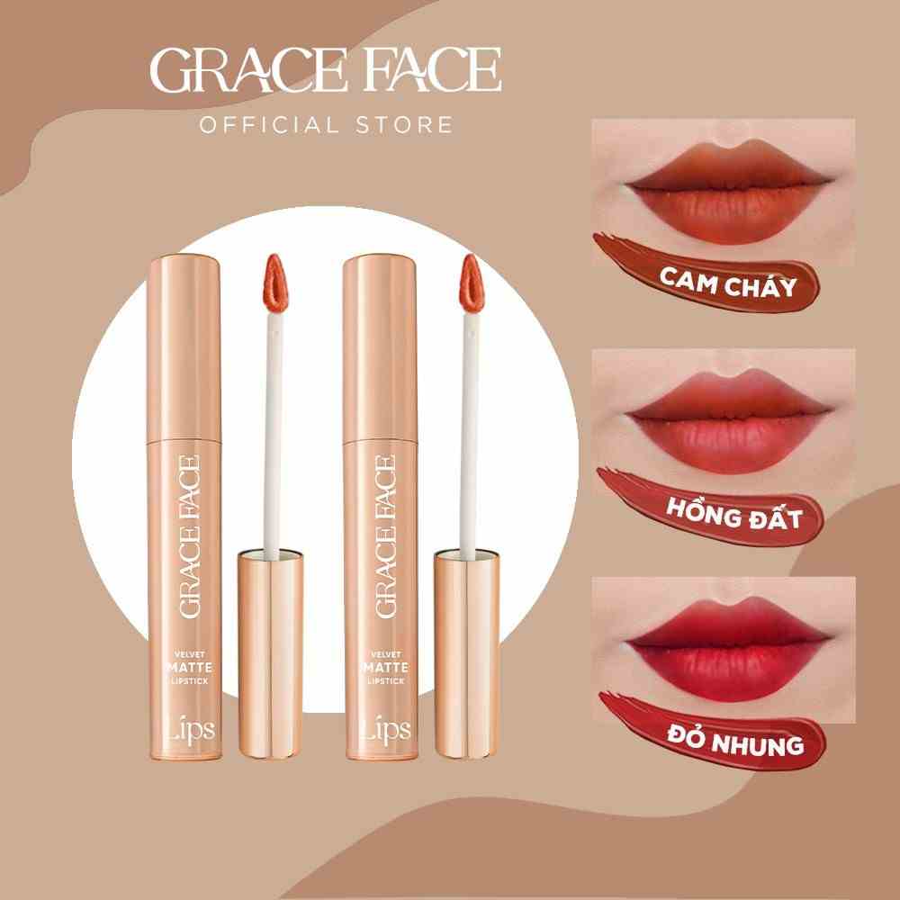 Combo 2 Thỏi son kem lì lâu trôi Grace Face Velvet Matte Lipstick 4ml / cây