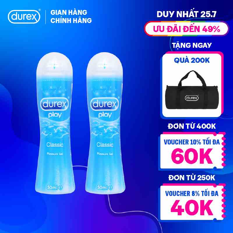 Bộ 2 gel bôi trơn DUREX PLAY CLASSIC thuần gốc nước 50ML/chai (bao bì mới)