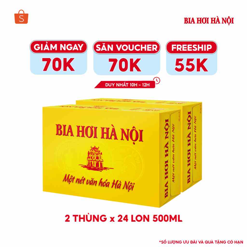 [Mã BMLTB35 giảm đến 35K đơn 99K] COMBO 2 Thùng 24 lon Bia Hơi Hà Nội – HABECO (500ml/lon)